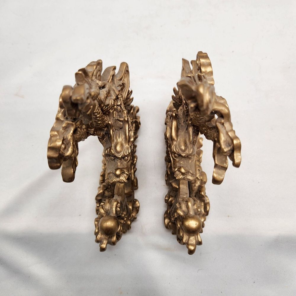 Pair of Feng Shui Chinese Dragon Statues Fgurines Decorations - Picture 5 of 13